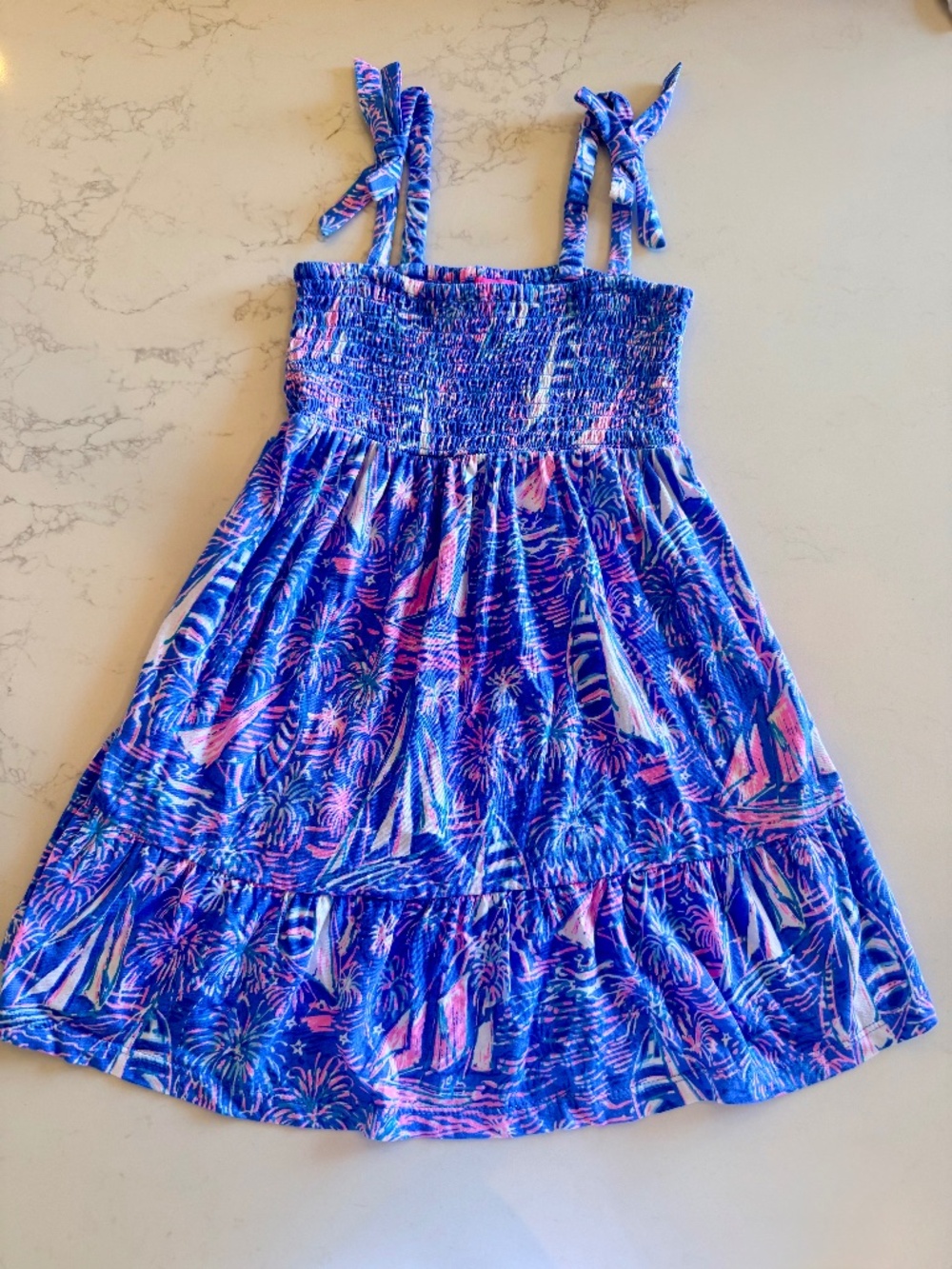 Lilly Pulitzer girls' Mini Kailua Dress Sailboats Size Small 4/5